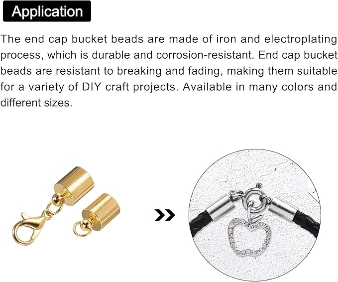MECCANIXITY Fold Over Cord End Caps Rose Gold 7mm OD with Crimp Covers Lobster Claw Clasps DIY Jewelry Making for Bracelets and Necklaces Crafting 20 Pcs