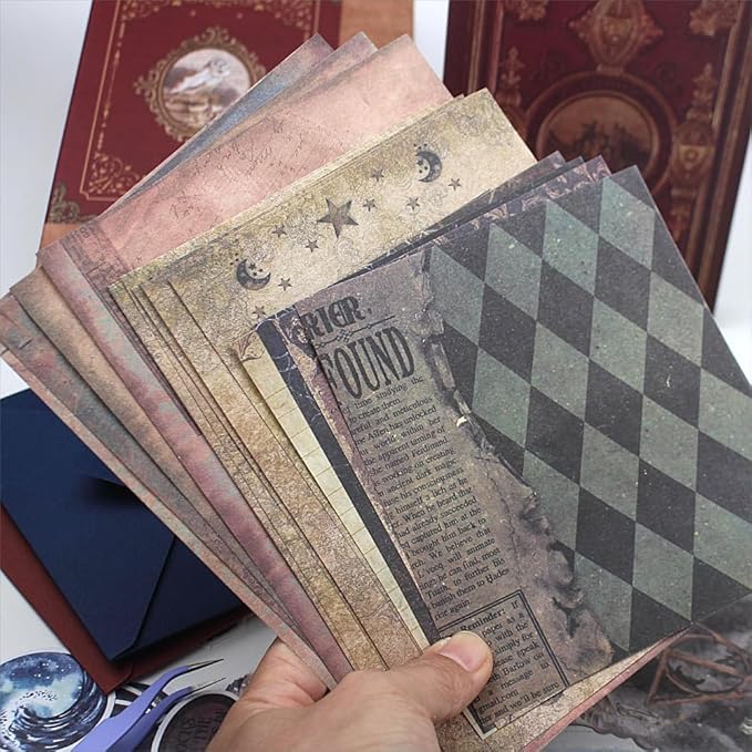 Diuhofart Scrapbooking Supplies Kit, Vintage Magic Scrapbook Kit for Bullet Junk Journal, Stationery, A6 Line Notebook, DIY Journaling Supplies, Birthday Craft Gift for Adults Women