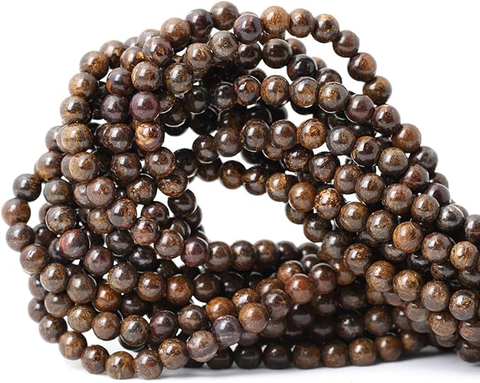 cheavian 60pcs 6mm natural bronzite gemstone round loose beads for jewelry making diy handmade 1 strand 15"