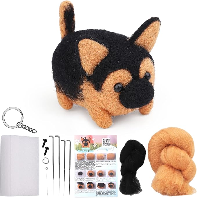 QMNNMA Needle Felting Kit, Animals Needle Felting Set, DIY Wool Felt Materials Set with Felting Tool and Instruction for Needle Felting Craft Project and DIY Handmade