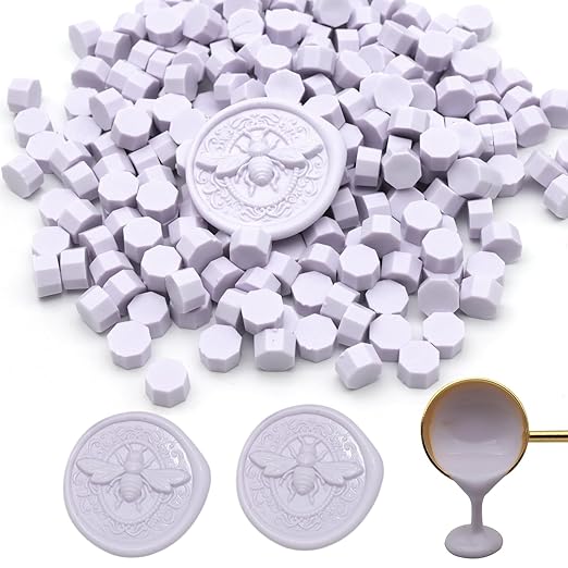 250pcs Wax Seal Beads Lavender Purple, Andotopee Premium Sealing Wax Beads for Stamp Seals, Octagon Seal Stamp Pellets Refill Pack for Wedding Invitation, Letter Envelope, Scrapbook DIY, Bridal Crafts