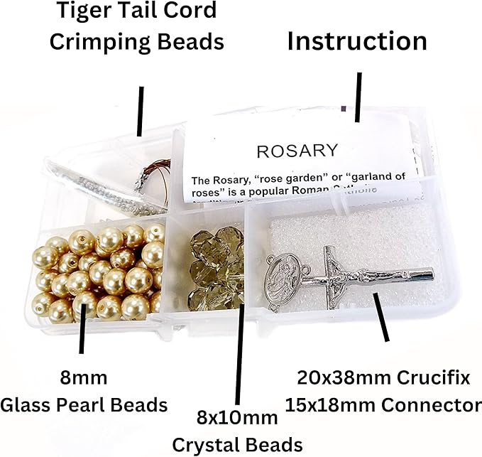 Linpeng Rosary Making Kit, Gold Catholic Prayer Necklace Supplies for Women, DIY Jewelry Supplies, Gift for Beader, 1 Pack