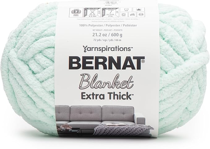 Bernat Blanket Extra Thick Ice Yarn - 1 Pack of 21.12oz/598.74g - 100% Polyester - #7 Jumbo - 72 Yards - Chunky Yarn for Hand Knitting, Crocheting, Crafts & Amigurumi
