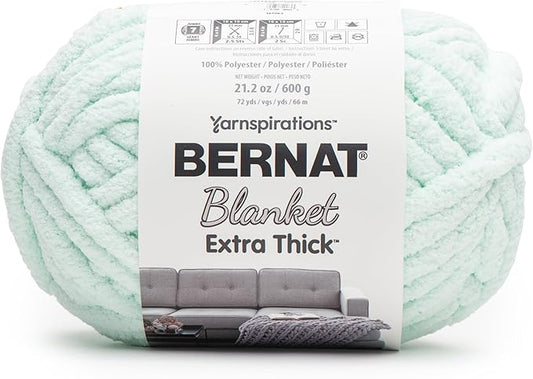 Bernat Blanket Extra Thick Ice Yarn - 1 Pack of 21.12oz/598.74g - 100% Polyester - #7 Jumbo - 72 Yards - Chunky Yarn for Hand Knitting, Crocheting, Crafts & Amigurumi