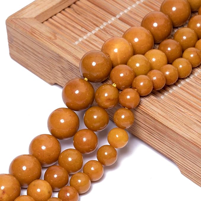 Stone Beads, 60pcs Warm Brown Jasper, 6mm Round Loose Beads for Jewelry Making, Bracelets, with Bag, String & Card