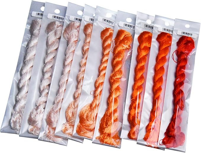 Natural 100% Silk Thread, Handmade Embroidery Thread Silk Floss 9 Colors 110m Each (26)