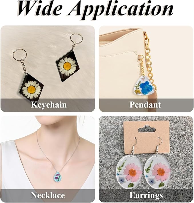 Roxjaejae 46 PCS Resin Earring Molds Silicone Kit, Resin Jewelry Making Kit with Built-in Holes for Earrings, Necklace, Pendants, Keychains