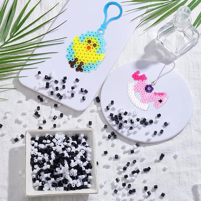 sofpalte 1000pcs black and white iron beads 5mm fuse beads bulk with 3mm hole plastic inventory refill pack melting crafts for diy crafts handmade decoration birthday gifts compatible hama adults