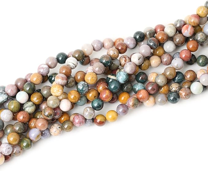 45PCS 8mm Natural Marine Agate Round Loose Beads for Jewelry Making DIY Findings 1 Strand 15"