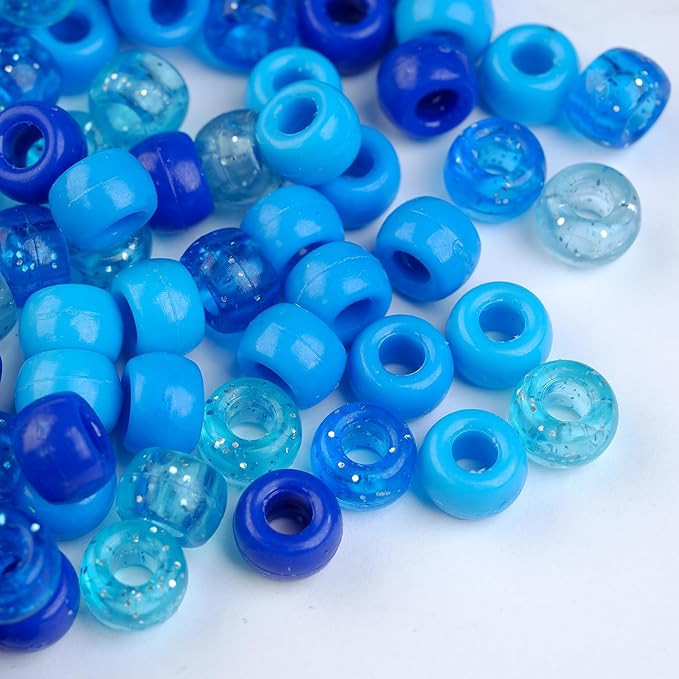 1000pcs Pony Beads, 15 Color Kandi Beads for Bracelets Making Kit, Hair Braids Crafts Jewelry Making Crafts Friendship Necklace Earrings DIY(Blue Mixed Color)