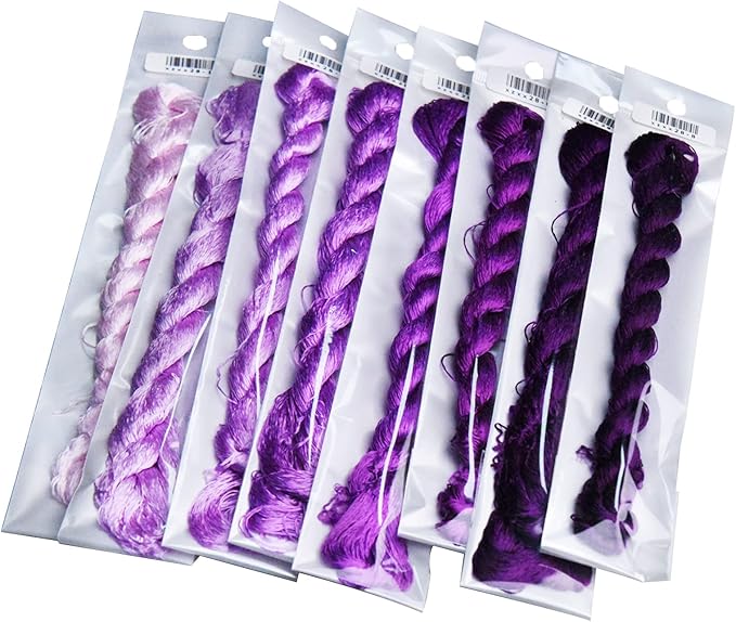 Natural 100% Silk Thread, Handmade Embroidery Thread Silk Floss 8 Colors 110m Each (28)