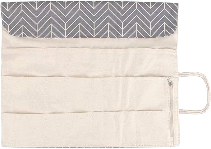 Teamoy Knitting Needles Holder Case(up to 14 Inches), Rolling Organizer for Straight and Circular Knitting Needles, Crochet Hooks and Accessories, Gray - NO Accessories Included