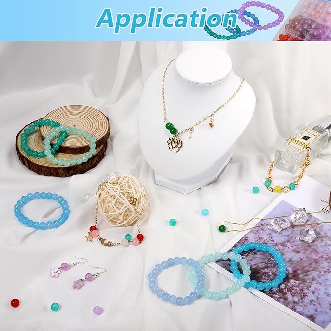 700 Pcs 8mm Glass Beads for Jewelry Making,28 Colors Crystal Beads Bracelet Kit for Bracelet Jewelry Making and DIY Crafts