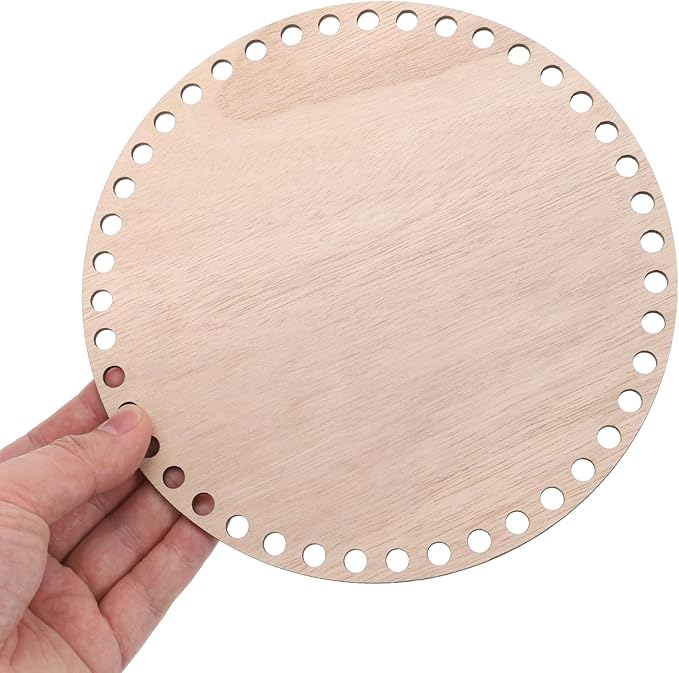 PATIKIL 8" Diameter Crochet Basket Bottom, 4Pcs Round Blank Crochet Knitting Wooden Base for DIY Crafts Weaving Basket Making Supplies Home Decoration, Brown