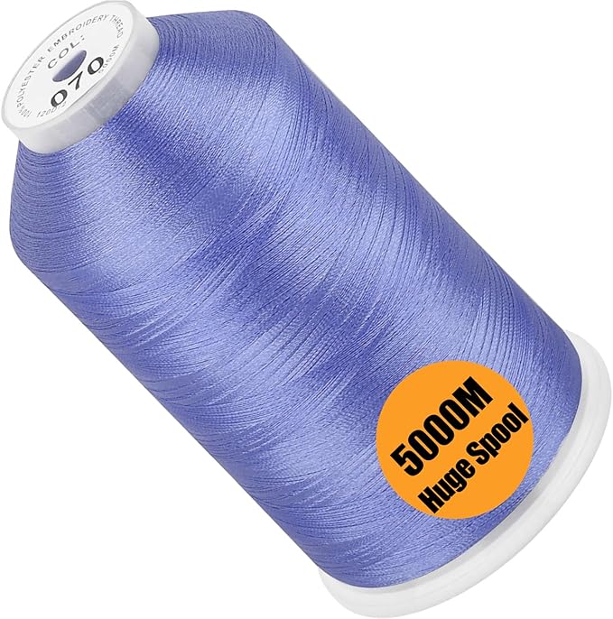 New brothread - Single Huge Spool 5000M Each Polyester Embroidery Machine Thread 40WT for Commercial and Domestic Machines - Cornflower Blue