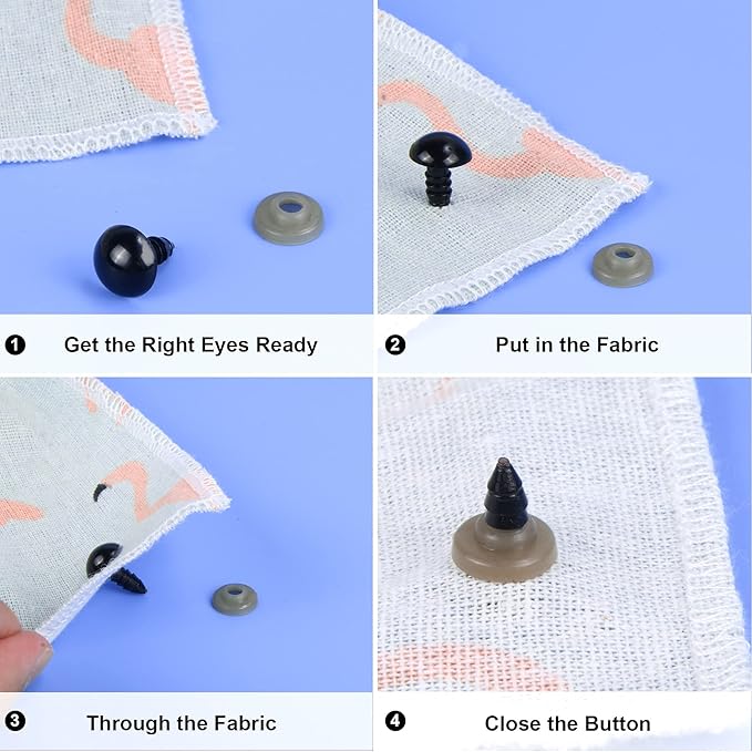 90Pcs Large Safety Eyes and Noses Kit Black Plastic Craft Dolls Eyes for DIY Puppets Bear Crafts Stuffed Animals Amigurumi Making Supplies (9 Sizes)