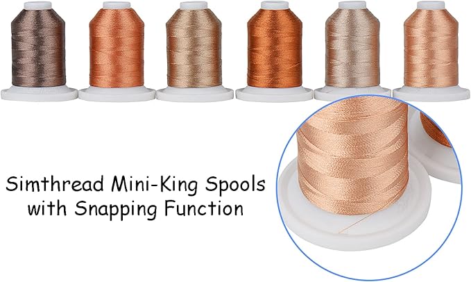Simthread Embroidery Thread with Storage Box, 800 Yards Snap Spools 9 Brown Colors for Embroidery and Sewing Machine