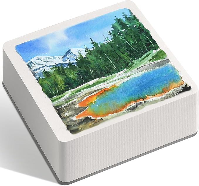 FLUNBRATO Watercolor Paper Pads,4.7 x 4.7 Inch, 80 Sheets,100% Cotton Mini Travel Watercolor Sketchbook,Hot Press 140LB 300GSM,Two-Edge Glue Binding Tearable Painting Notebook