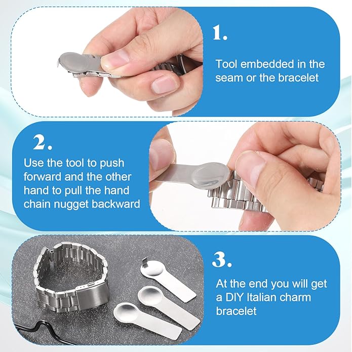 5 PCS Double-Sided Italian Bracelet Link Tools, Thumb Style Stainless Steel Charms Opening Tools Metal Bracelet Helper Fitting Tool for Add and Remove Charm Bracelets