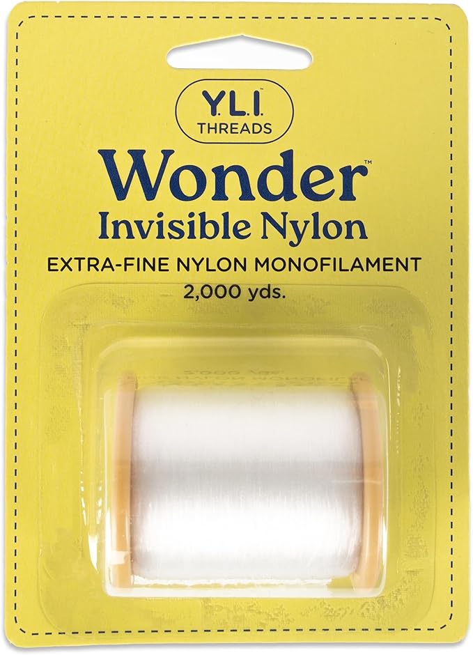 YLI Threads Wonder Invisible – Clear Nylon Monofilament Thread | Strong, Soft & Lightweight for Applique & Quilting – 2000 Yard Spool