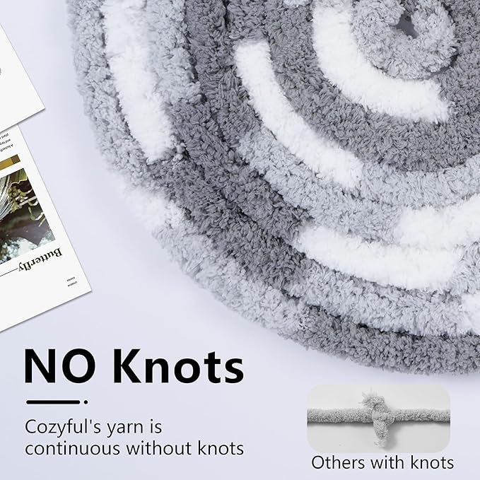 Chunky Yarn for Hand Knitting - #10 Chunky Chenille Blanket Yarn, Jumbo Big Thick Chunky Yarns for Crocheting, Tie Dye Bulky Knit Yarns, 8 Skein (25 yds 8 oz Each Skein), Multi Grey&White
