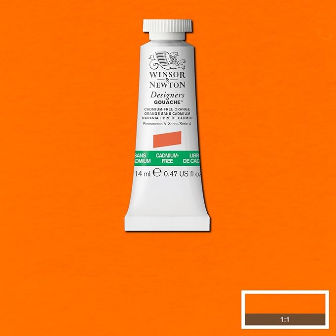 Winsor & Newton Designer's Gouache, 14 ml (0.47oz) tube, Cadmium-Free Orange