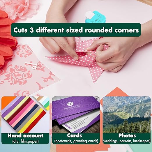3 in 1 Corner Rounder Punch, 4mm, 7mm, 10mm, 3 Way Corner Cutter Rounder for Paper Crafts, Flash Cards, DIY Projects, Junk Journals, Photo Album, Business Cards, and Scrapbooking