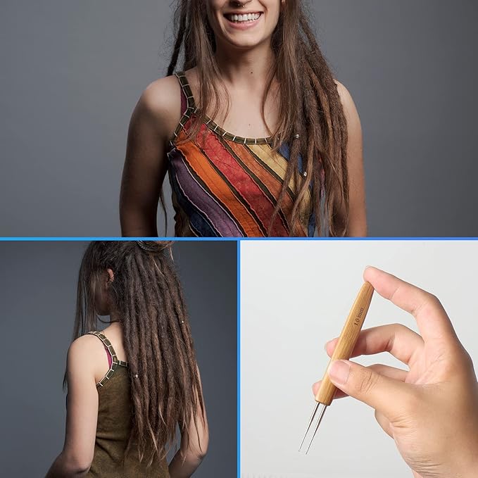 6PCS Dreadlock Crochet Needle for Dreadlocks 1.0mm, Durable Dreadlock Crochet Hooks for Hair with Interlocking Tool, Excellent for Maintaining Real Dread Loc