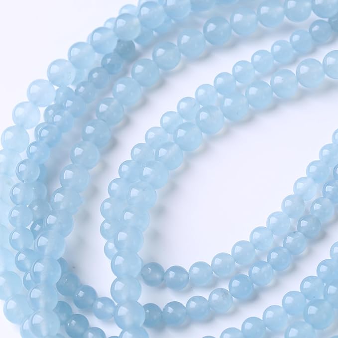 Ice Blue Chalcedony Stone Beads for Jewelry Making DIY Gemstone Round Crystal Bracelet Necklace 1 Strand 15.5inch 60PCS 6MM