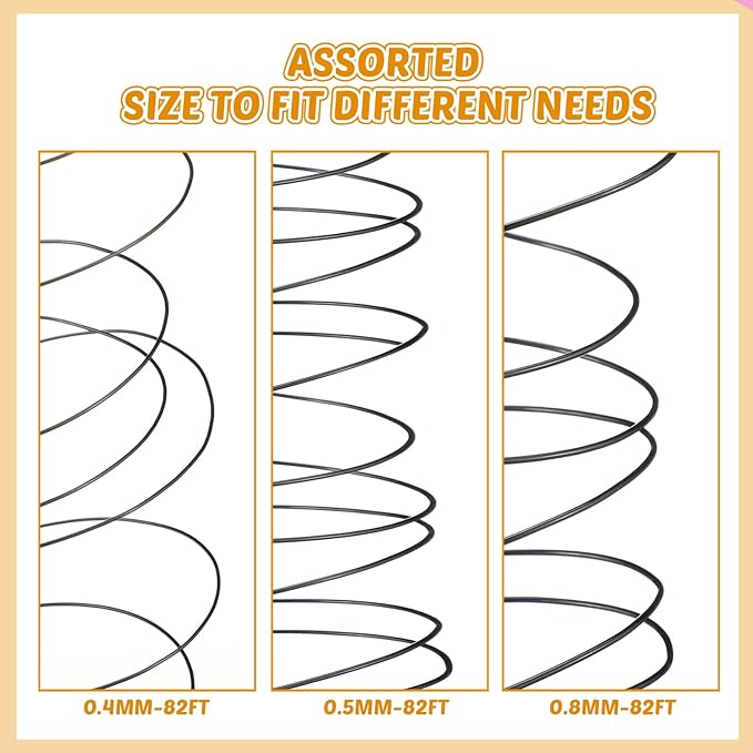 Funrous 5 Rolls 5 Size Jewelry Wire 18, 20, 22, 24, 26 Gauge Copper Wire Kit Jewelry Beading Bendable Craft Metal for Making Crafts, Sculpting with a Pliers (Black)