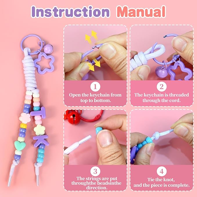 VvLons 183 Pcs Paracord Keychain Making Kit, 52 Pcs 20mm Large Alphabet Beads
