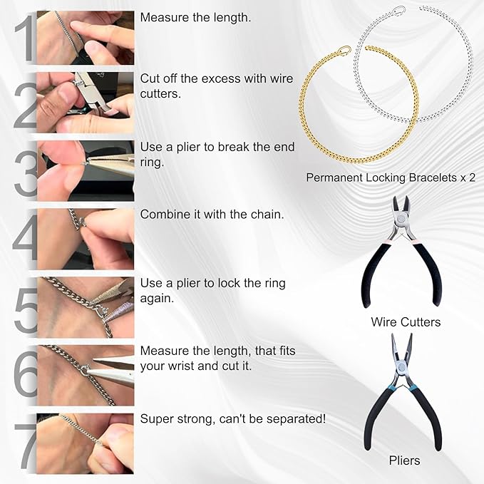 ABYST Permanent Bracelet Kit for Couples - DIY Sterling Forever Bracelets Making Set with Silver & Gold Plated Chains - Romantic Infinity Jewelry for Anniversary (Gold & Silver)