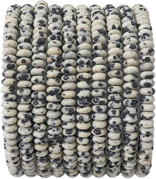 beadia natural dalmatian disk stone beads 4x2mm 160pcs rondelle loose semi gemstone beads for jewelry making design