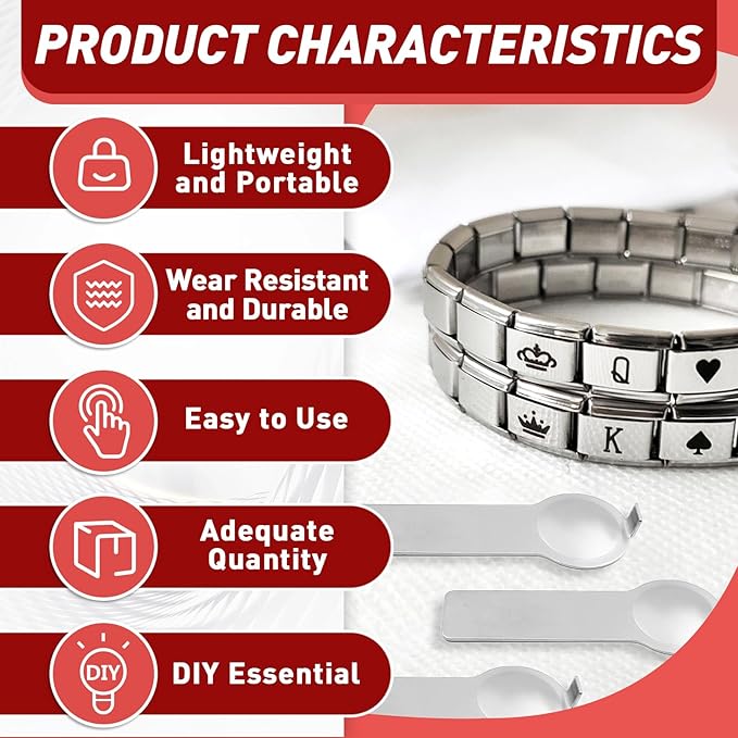 3 Pcs 9mm Italian Charm Bracelet Tool Set -Italian Charm Opening Tool, Double Sided Opener for Adding and Removing 9mm Charms - Must-Have Bracelet Opener Tool for Pandora