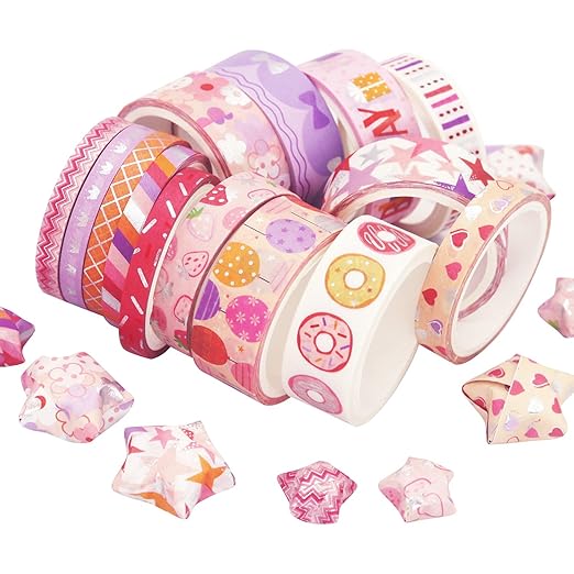 YUBX Birthday Washi Tape Set 15 Rolls Silver Foil Print Decorative Masking Tapes for Arts, DIY Crafts, Journals, Planners, Scrapbook, Wrapping