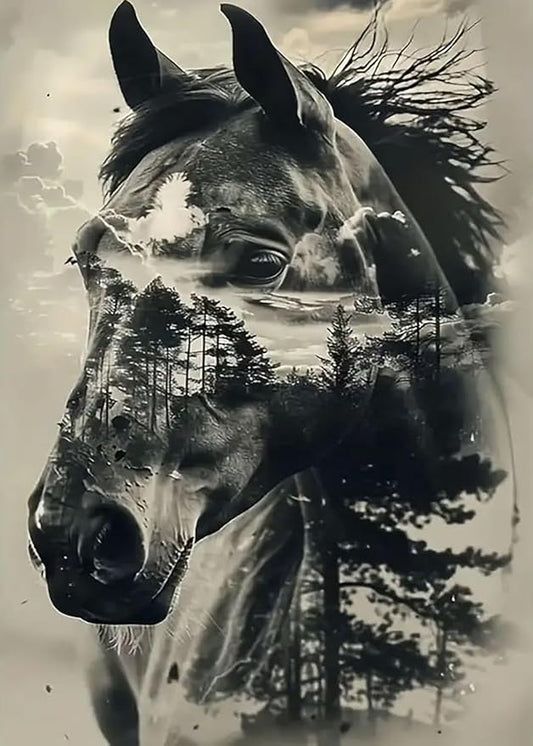 Meothan Diamond Art Kits for Adults, 5D DIY Horse Diamond Painting Kits for Beginners, Diamond Dots Gem Arts Crafts Kits for Living Room Bedroom Home Wall Decor Offices12X16 Inch