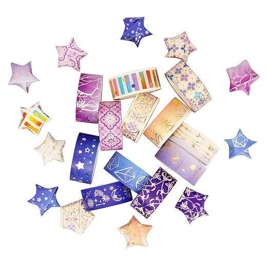 12 Rolls Galaxy Washi Tape Set Bronzing Starry Night Decorative Masking Tape for Scrapbooking, Journal, Planner, DIY Crafts, Gift Wrapping
