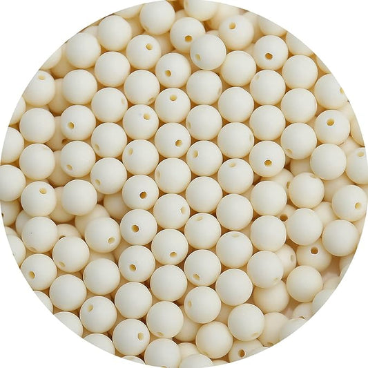 bonny boxx 500pcs 8mm matte beige acrylic round beads, frosted plastic resin bubblegum balls chunky gumball beads for necklace and bracelet making, crafting supplies