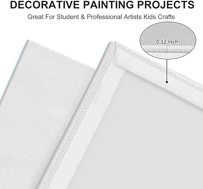 Artkey Canvases for Painting, 8x10 Inch 8-Pack, 10 oz Primed 100% Cotton White Blank Canvas Boards, Art Supplies Canvas Panels for Oil Acrylics Watercolor & Tempera Paints