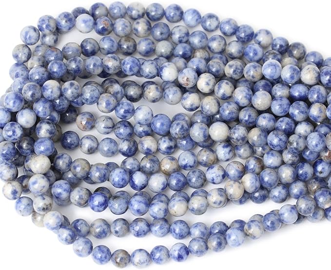 cheavian 45pcs 8mm natural blue white sodalite gemstone round loose beads for jewelry making 1 strand 15"