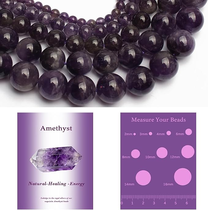 Song Xi 90pcs 4mm Natural Amethyst Stone Beads for Jewelry Making, Gemstones Beads Bracelet for Necklace Earring Keychain, with Jewelry Box and Elastic for Christmas Wedding Birthday Gift