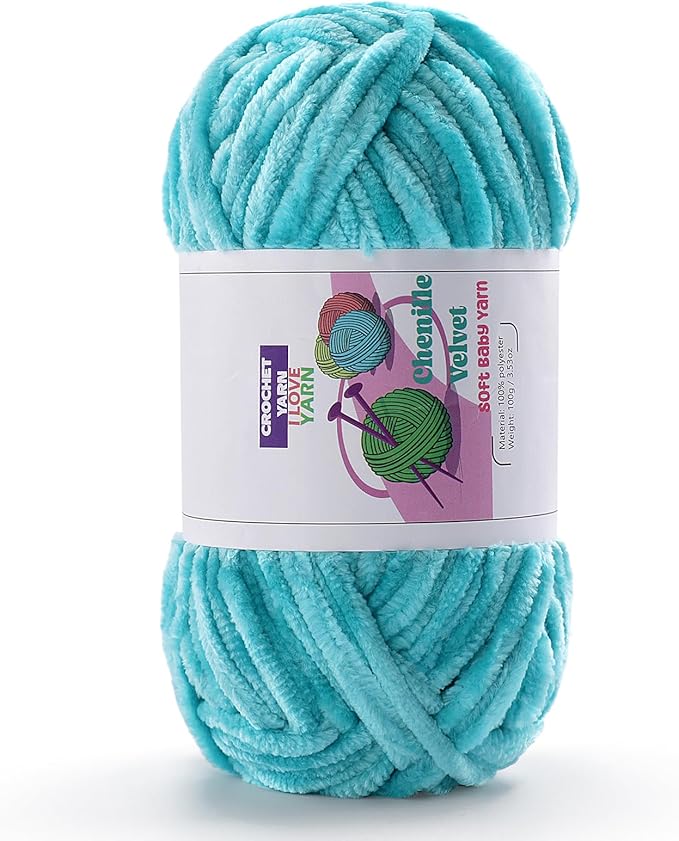 Plush Chenille Chunky Yarn, Velvet Fluffy Yarn for Hand Knitting, Baby Yarns for Crocheting Soft Making Blankets, Scarves, Dolls (3.5oz 87.5yds Each)