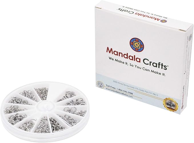 Mandala Crafts 500 Pcs Assorted Stainless Steel Jump Rings Jewelry Findings - 3mm to 8mm Small Open Jump Rings Kit for Jewelry Making & Crafts
