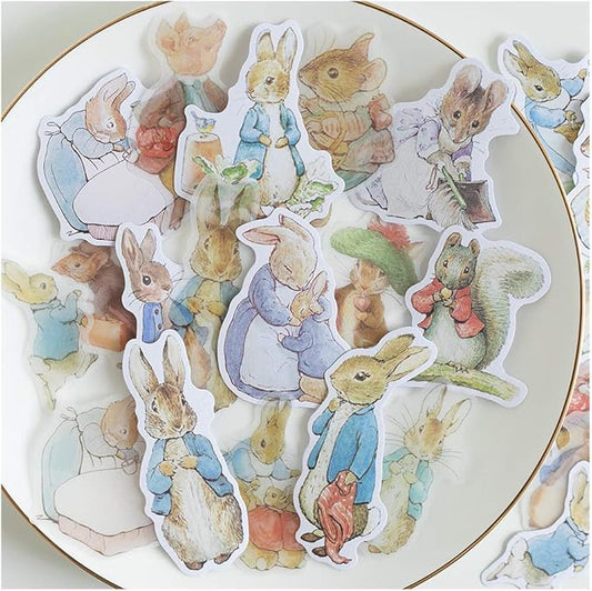 Alideco 80Pcs Vintage Vinyl Scrapbooking Stickers Packs, Rabbit Funny Aesthetic Kawaii Stickers for Adult, for Girls Journaling Assorted Phone Adult