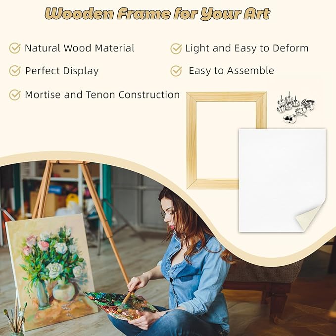 16x20 inch Stretcher Bars for Canvas Painting, Premium Wooden Frame Strips, Easy to Assemble Canvas Frame Kit, Ready-to-Hang Gallery Wall Art for Home Decor, DIY, Paint By Number