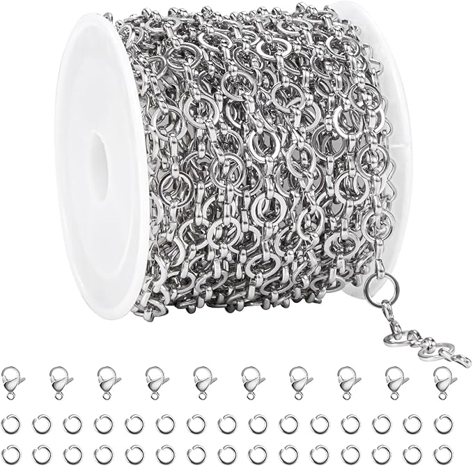 16.4 Feet Stainless Steel Chains Bulk on Spool Circle Link Chain for Jewelry Making