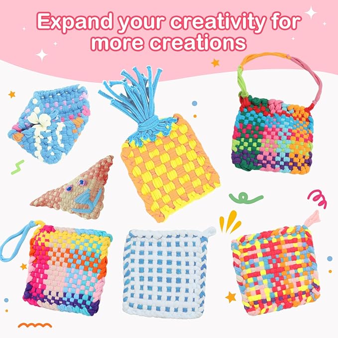 SUGORER 600 PCS Weaving Loom Blue Potholder 7" inch Elastic Themed Potholder Weaving Loops Loom Knitting Loops Weaving Flexible Loom Kit Elastic Ideal for Girls Ages DIY Crafts Supplies