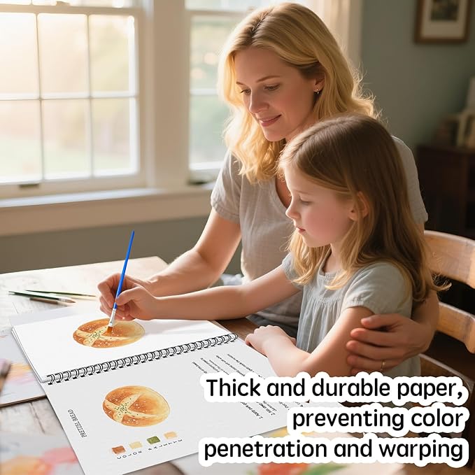 SLWBZ Watercolor Workbook Baking, 15 Different Patterns of Original DIY Designs, Beginner-Friendly Watercolor Workbooks, (Baking, Without Palette)