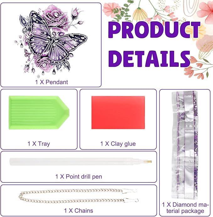 DOMROM Butterfly Diamond Art Hanging Kits for Adults Beginners, Special Shaped Crystal Diamond Painting Butterfly Pendant, DIY Diamond Art Suncatchers Animal for Home Garden Wall Decor Gift