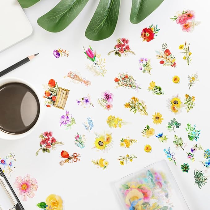 240Pcs Gilt Flower Stickers for Scrapbooking,Self-Adhesive Floral Stickers Scrapbook Supplies Journaling for Water Bottle Adult Card Making Letters DIY Cards Decoration